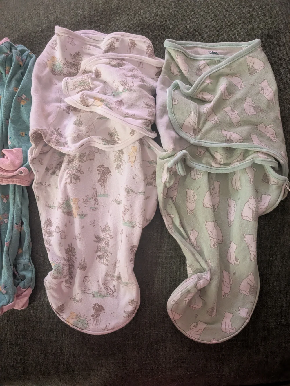 Bundle of 5 Girls Sleepers And Swaddles Size 0-3 Months Disney And Other Brands